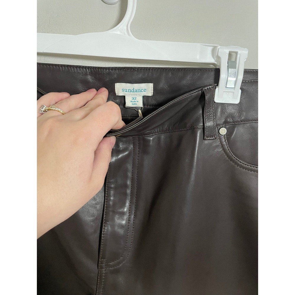 Sundance Bronwen Buttery Soft Leather Pants Plus Size 32 Classic Quiet Luxury - Picture 7 of 9